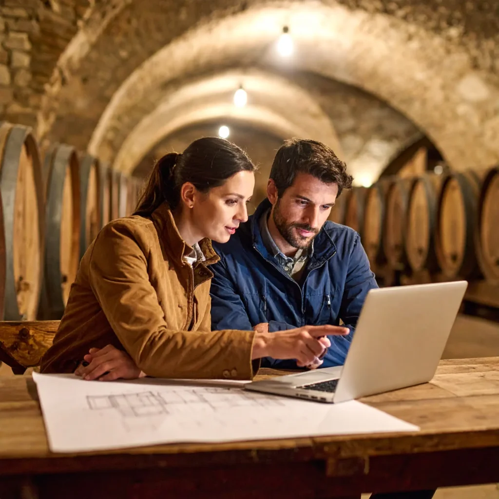 une photographie qui montre un homme et une femme qui échangent autour d'un ordinateur